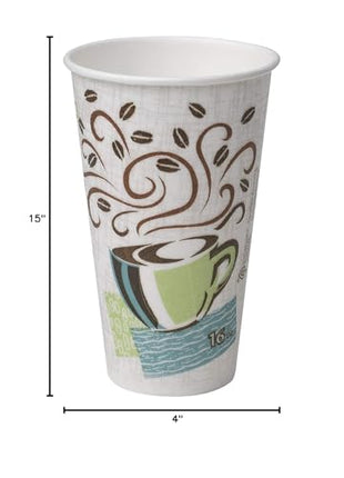 Dixie PerfecTouch WiseSize Coffee Design Insulated Paper Cup, 16oz Cups and Lids Bundle (16 oz, 50 Cups, 50 Lids)