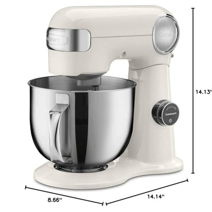 Cuisinart SMD-50CRM Precision Pro 5.5-Quart Digital Stand Mixer with 12-Speeds, 3 Preprogrammed Food Prep Settings, Mixing Bowl, Chef's Whisk, Flat Mixing Paddle, Dough Hook, and Splash Guard, Cream