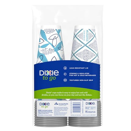 Dixie To Go Paper Coffee Cups, 12 oz, 132 ct, Disposable Insulated Paper Cups for On-The-Go Hot or Cold Beverages