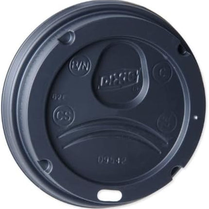 Dixie Perfec Touch Domed Plastic, Hot Cup Lid for 12 Ounce/16 Ounce, Black, 500 Count