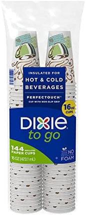 Dixie PerfecTouch Insulated Hot/Cold Paper Cups, Coffee Haze, 16 Oz (144 Count)