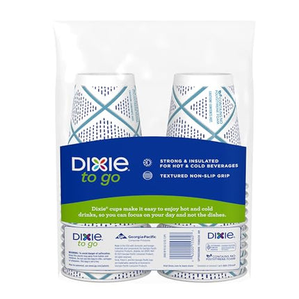 Dixie To Go Paper Coffee Cups, 12 oz, 132 ct, Disposable Insulated Paper Cups for On-The-Go Hot or Cold Beverages