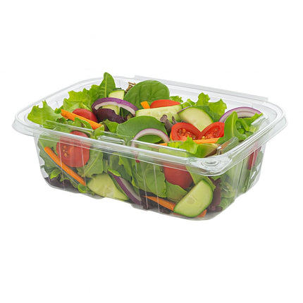 Tamper-Resistant Clear Hinged Containers with Flat Lid – Disposable Plastic Clamshell Takeout Boxes for Food, Salad, Dessert, Sandwich, Leak-Proof & Stackable – BPA-Free (50, Clear, 32 oz)