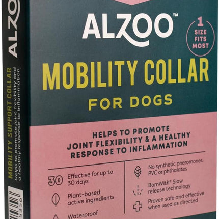 ALZOO Mobility Collar for Dogs, Helps Promote Joint Flexibility, 100% Plant-Based Active Ingredients with Wintergreen and Moroccan Rosemary Oil, Single