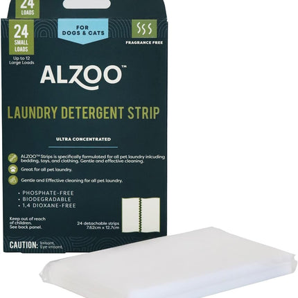 ALZOO Laundry Detergent Strips For Pet Laundry, Removes Dirt, Odors and Stains, Fragrance Free, 12 Sheets