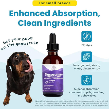 Paramount Pet Health Liquid Glucosamine for Small Dogs, 260mg Glucosamine Liquid for Dogs Joint Supplement for Mobility & Comfort, Easy-to-Use Liquid MSM & Chondroitin, 2 oz