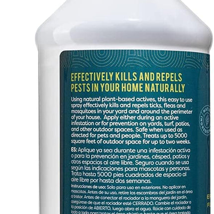 ALZOO Natural Flea & Tick Yard Spray, Helps Eliminate and Repel Pests, Outdoor Use, Covers 5,000 Sq. Ft., Plant-Based Active Ingredients, 32 Fl. Oz. Bottle