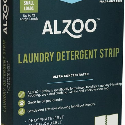 ALZOO Laundry Detergent Strips For Pet Laundry, Removes Dirt, Odors and Stains, Fragrance Free, 12 Sheets
