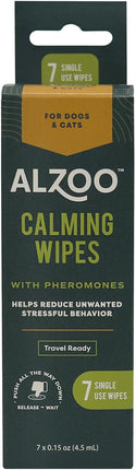 ALZOO Calming Wipes with Pheromones for Cats and Dogs, On The Go Wipes Helps Reduce Stressful Behavior, 0.15 Ounce