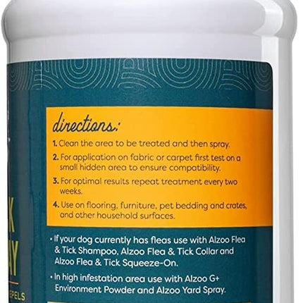 ALZOO Natural Flea & Tick Home Spray, Helps Eliminate and Repel Pests, Use on Flooring, Furniture, Pet Beds, Plant-Based Active Ingredients, 32 Fl. Oz.