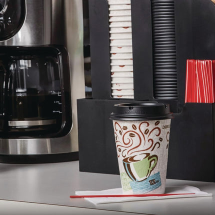 Coffee Design Insulated Paper Cup, 12oz Cups and Lids Bundle (12 oz, 150 Cups, 150 Lids)
