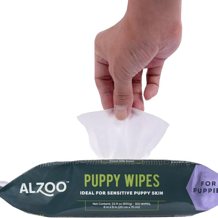 ALZOO Puppy Bundle, Grooming Wipes and Gentle Puppy Shampoo, 100% Plant-Based Active Ingredients, Made in USA