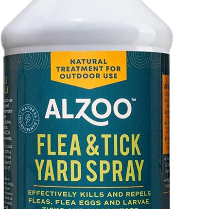ALZOO Natural Flea & Tick Yard Spray, Helps Eliminate and Repel Pests, Outdoor Use, Covers 5,000 Sq. Ft., Plant-Based Active Ingredients, 32 Fl. Oz. Bottle