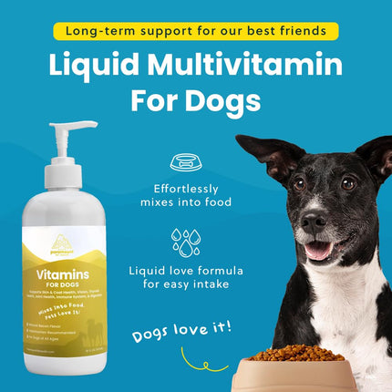 Paramount Pet Health Liquid Multivitamin for Dogs with Probiotics, 8 in 1 Vitamins for Immune Support, Energy & Digestion, High Absorption Liquid Dog Supplement, Made in USA, 32 oz