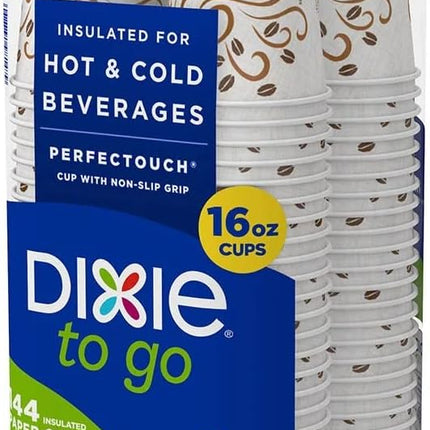 Dixie PerfecTouch Insulated Hot/Cold Paper Cups, Coffee Haze, 16 Oz (144 Count)