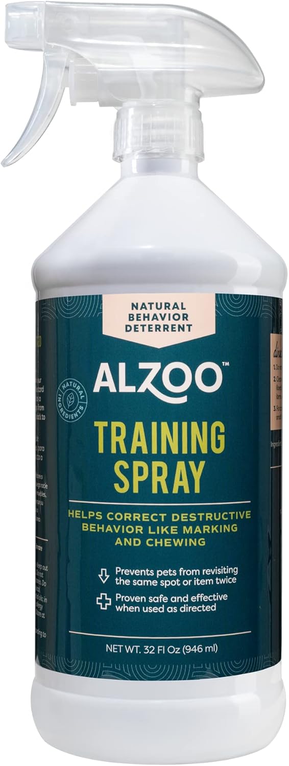 ALZOO Outdoor Training Spray for Dogs, Helps Correct Destructive Behavior Like Marking & Chewing On Outdoor Areas, 100% Plant-Based Active Ingredients, 32 Fl. Oz. Spray Bottle