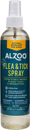 ALZOO Natural Flea and Tick Repellent Spray for Dogs, Effectively Repels Fleas, Ticks & Mosquitos, Plant-Based Active Ingredients, Sulfate-Free, 8 Fl. Oz.
