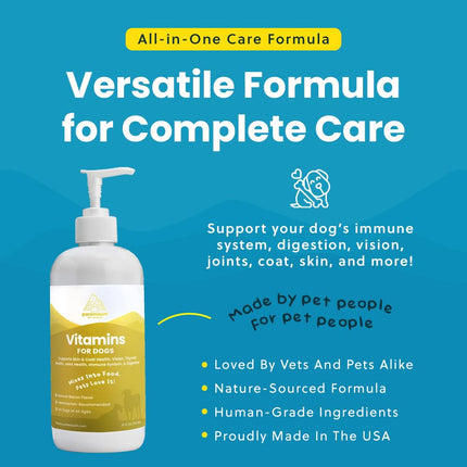 Paramount Pet Health Liquid Multivitamin for Dogs with Probiotics, 8 in 1 Vitamins for Immune Support, Energy & Digestion, High Absorption Liquid Dog Supplement, Made in USA, 32 oz
