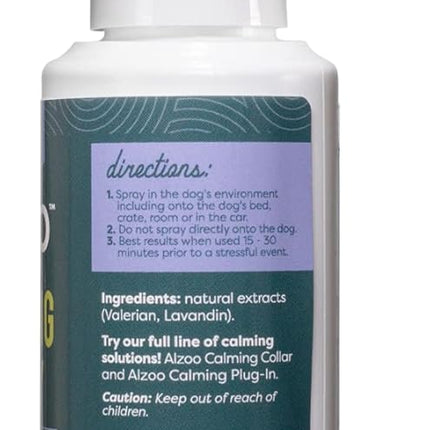 ALZOO Calming Spray for Dogs, Helps to Relieve Stress from Separation Anxiety, Travel, Vet Visits, Fireworks, etc., 100% Plant-Based Active Ingredients, 3.4 Fl. Oz Spray Bottle