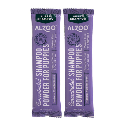 ALZOO Concentrated Shampoo Powder for Dogs, Specially Formulated for Dogs with Sensitive Skin, 100% Plant-Based Active Ingredients, Vanilla Fragrance, Pack of 2