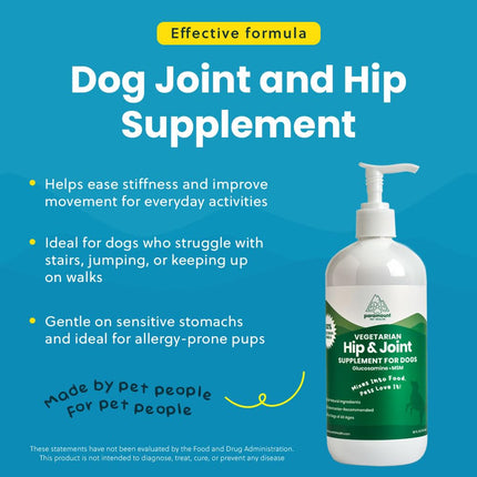 Plant-Based Liquid Glucosamine for Dogs, 1600mg Joint Support with Chondroitin, MSM & Omega 3-6-9, Shellfish-Free Dog Arthritis Supplement for Mobility & Flexibility, Made in USA, 32 oz