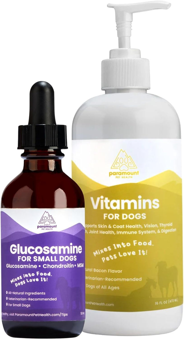 Small Dog Vitality Bundle: Liquid Glucosamine & Vitamins for Joint and Whole-Body Wellness
