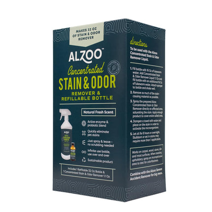 ALZOO Stain & Odor Remover, Quickly Lifts & Dissolves Pet Stains & Helps Eliminate Odors, 100% Plant-Based Active Ingredients, Lavender Vanilla Scent, 32 Fl. Oz Spray Bottle