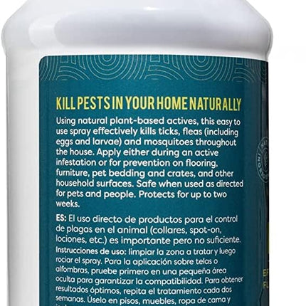 ALZOO Natural Flea & Tick Home Spray, Helps Eliminate and Repel Pests, Use on Flooring, Furniture, Pet Beds, Plant-Based Active Ingredients, 32 Fl. Oz.