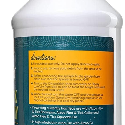 ALZOO Natural Flea & Tick Yard Spray, Helps Eliminate and Repel Pests, Outdoor Use, Covers 5,000 Sq. Ft., Plant-Based Active Ingredients, 32 Fl. Oz. Bottle