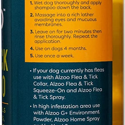 ALZOO Natural Flea and Tick Repellent Shampoo for Dogs, Effectively Repels Fleas, Ticks & Mosquitos, Plant-Based Active Ingredients, Sulfate & Paraben-Free, 12 Fl. Oz.