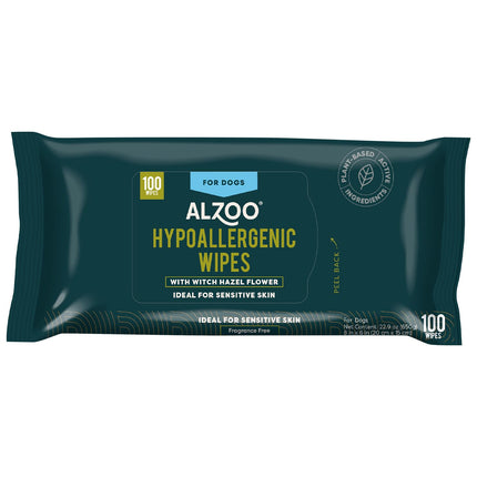 ALZOO Grooming Hypoallergenic Wipes for Dogs, 100% Plant-Based Active Ingredients, 100 Count