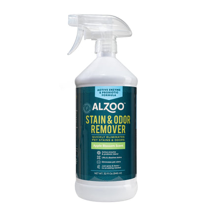ALZOO Stain & Odor Remover, Quickly Lifts & Dissolves Pet Stains & Helps Eliminate Odors, 100% Plant-Based Active Ingredients, Lavender Vanilla Scent, 32 Fl. Oz Spray Bottle