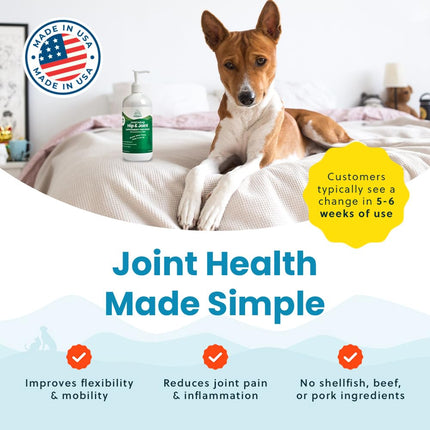 Plant-Based Liquid Glucosamine for Dogs, 1600mg Joint Support with Chondroitin, MSM & Omega 3-6-9, Shellfish-Free Dog Arthritis Supplement for Mobility & Flexibility, Made in USA, 32 oz