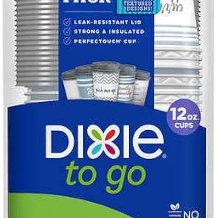 Dixie To Go Coffee Cups and Lids, 12 Oz, 120 Count, Assorted Designs, Disposable Hot Beverage Cups & Lids