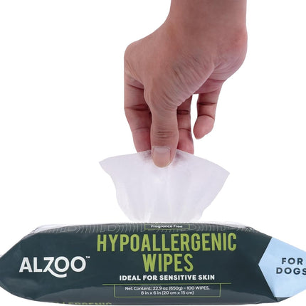 ALZOO Hypoallergenic Bundle for Dogs, Grooming Wipes and Sensitive Shampoo, 100% Plant-Based Active Ingredients, Made in USA