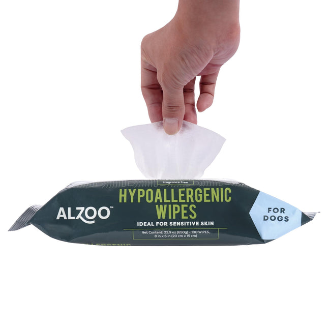 ALZOO Grooming Hypoallergenic Wipes for Dogs, 100% Plant-Based Active Ingredients, 100 Count