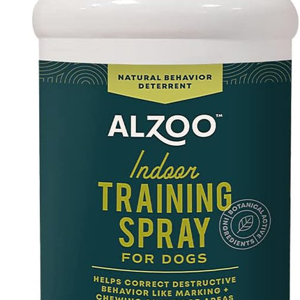 ALZOO Indoor and Outdoor Training Spray for Dogs, Helps Correct Destructive Behavior Like Marking & Chewing On Indoor Areas, 100% Plant-Based Active Ingredients, 32 Fl. Oz. Spray Bottle