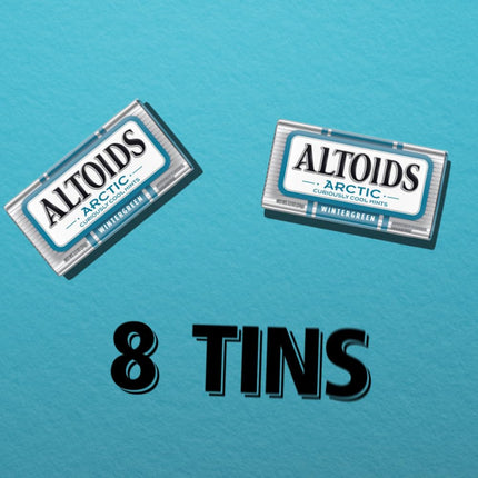 ALTOIDS Arctic Wintergreen Breath Mints Sugar Free Hard Candy Bulk, 1.2 oz Tin (8 Pack)