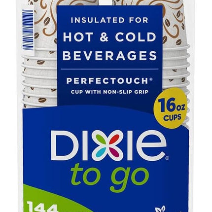 Dixie PerfecTouch Insulated Hot/Cold Paper Cups, Coffee Haze, 16 Oz (144 Count)