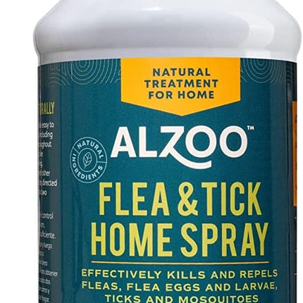 ALZOO Natural Flea & Tick Home Spray, Helps Eliminate and Repel Pests, Use on Flooring, Furniture, Pet Beds, Plant-Based Active Ingredients, 32 Fl. Oz.