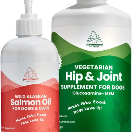 Paramount Pet Health Plant-Based Joint & Coat Bundle for Dogs: Vegetarian Glucosamine + Wild Alaskan Salmon Oil