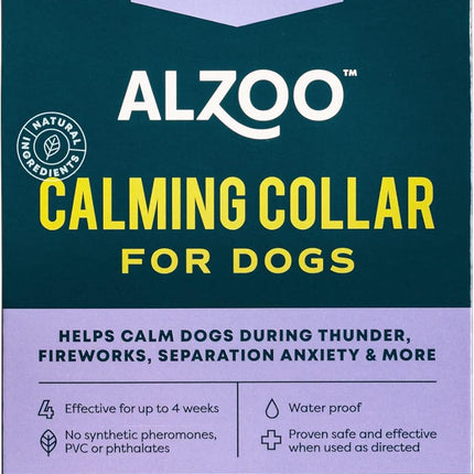 ALZOO Calming Collar for Dogs, Helps Calm Pets During Thunder, Fireworks, Separation Anxiety & More, Effective Up to 4 Weeks, 100% Plant-Based Active Ingredients