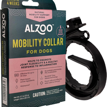 ALZOO Mobility Collar for Dogs, Helps Promote Joint Flexibility, 100% Plant-Based Active Ingredients with Wintergreen and Moroccan Rosemary Oil, Single