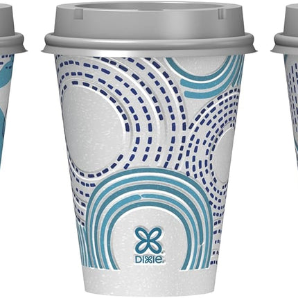 Dixie To Go Paper Coffee Cups With Lids, 12 oz, 66 ct, Disposable Insulated Paper Cups for On-The-Go Hot or Cold Beverages