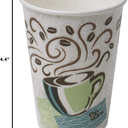 Dixie PerfecTouch WiseSize Coffee Design Insulated Paper Cup, 12oz Cups and Lids Bundle (12 oz, 50 Cups, 50 Lids)