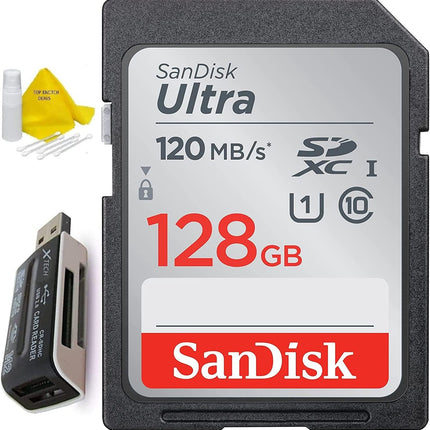 128GB Ultra Class 10 SDXC UHS-I SD Memory Card for Canon EOS Rebel T8i T7i T7 T6i T6S T6 T5i T5 T3i SL2 SL1 EOS 90D 80D 77D 70D EOS 9000D 800D 760D 750D DSLR Camera + Accessories