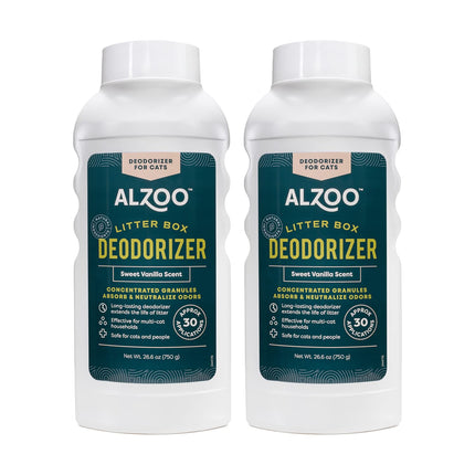 ALZOO Cat Litter Deodorizer, Concentrated Granules Absorb & Help Neutralize Odors, 100% Plant-Based Active Ingredients, Up to 30 Uses, Island Paradise Scent, 26.6 Oz., Pack of 2