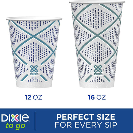Dixie To Go Paper Coffee Cups, 12 oz, 132 ct, Disposable Insulated Paper Cups for On-The-Go Hot or Cold Beverages