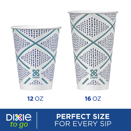 Dixie To Go Paper Coffee Cups, 12 oz, 132 ct, Disposable Insulated Paper Cups for On-The-Go Hot or Cold Beverages