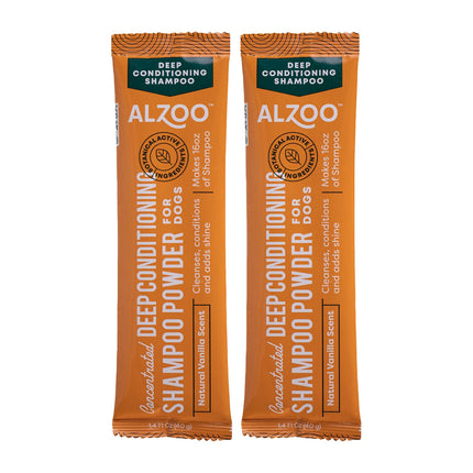 ALZOO Concentrated Shampoo Powder for Dogs, Specially Formulated for Dogs with Sensitive Skin, 100% Plant-Based Active Ingredients, Vanilla Fragrance, Pack of 2